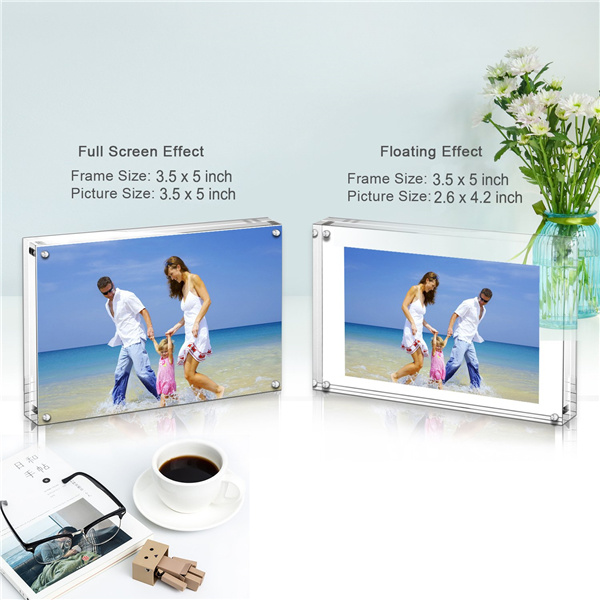 Acrylic Photo Frames, Desktop Frameless Postcard Display, 4 X 6 " Double Sided Magnetic Picture Frame