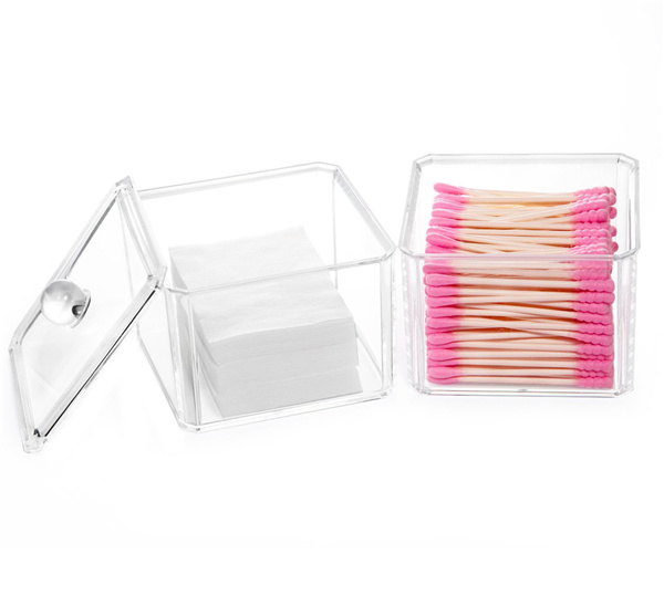 2/3/4 Tier Stackable Clear Jewelry Box, Acrylic Qtips Pads Cotton Ball Makeup Organizer