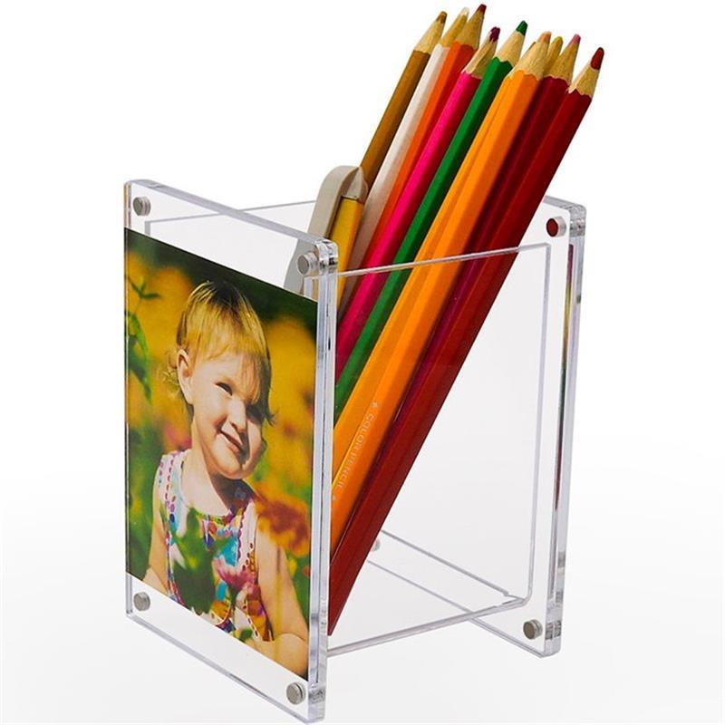 Desktop Clear Acrylic Square Pen Pencil Ruler Holder Acrylic Pen Holder