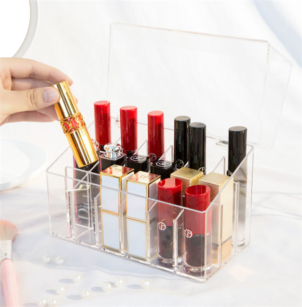 Clear Makeup Display Beauty Case, Lipstick Holder Organizer, Lipgloss Storage Box with Dustproof Lid