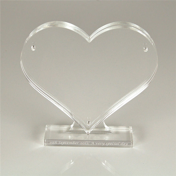 Magnetic Double Sided Clear Acrylic Heart Shaped Photo Frame for Promotion Gift