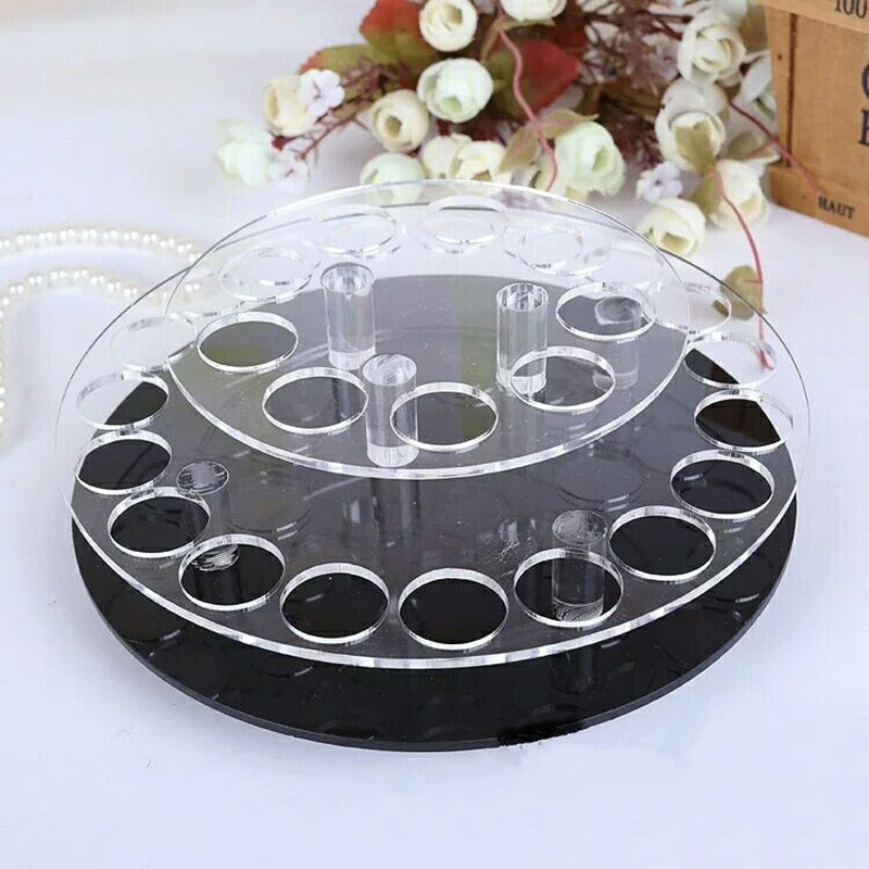 Custom Round Base Acrylic Lipstick Display Stand Makeup Brush Holder