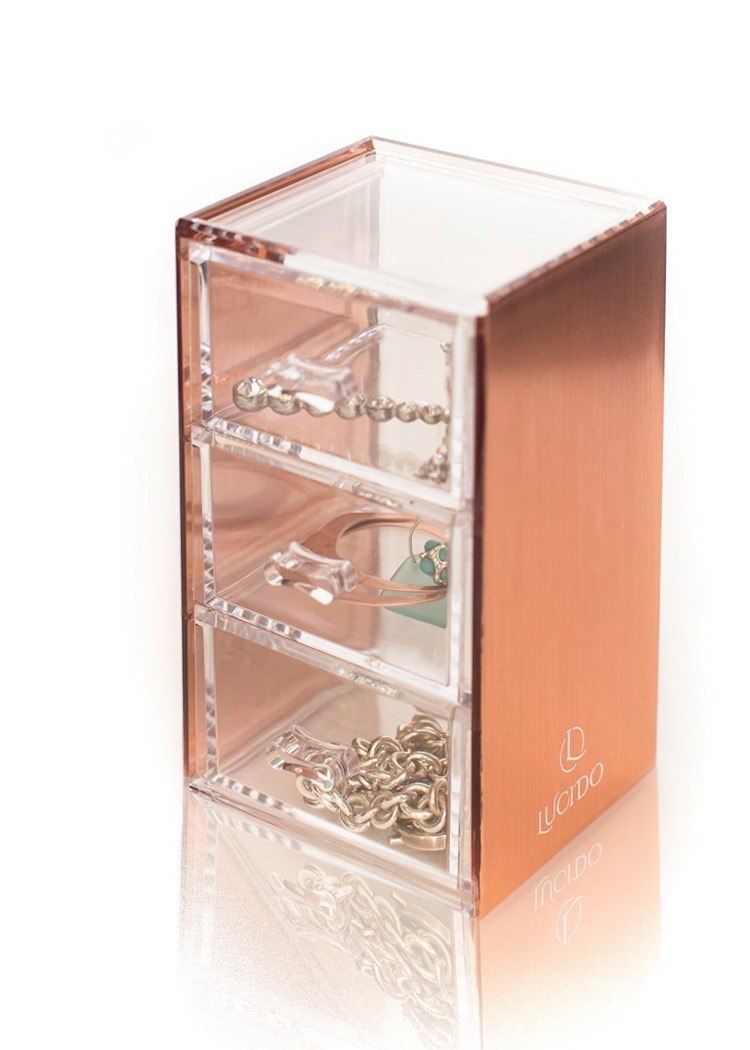 Rose Gold Desk Acrylic Cosmetic Jewelry Organizer