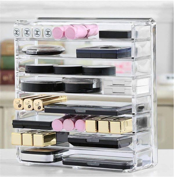 Acrylic Cosmetics Storage Display Eyeshadow Palette Makeup Organizer with Removable Dividers