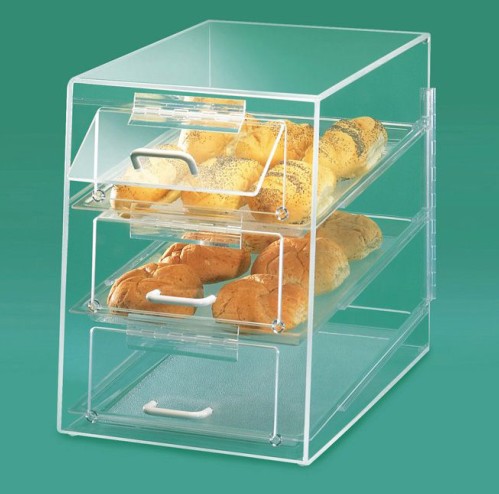 Three shelves clear acrylic candy or bread case