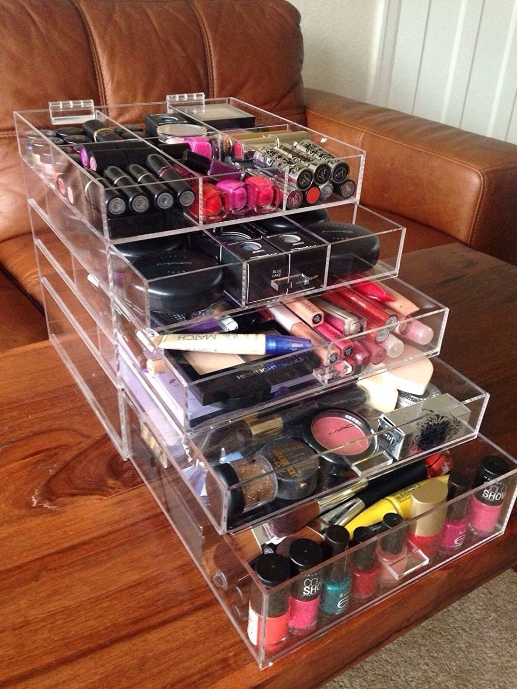 5 Tier Acrylic Makeup Organizer with Divider in Each Drawer