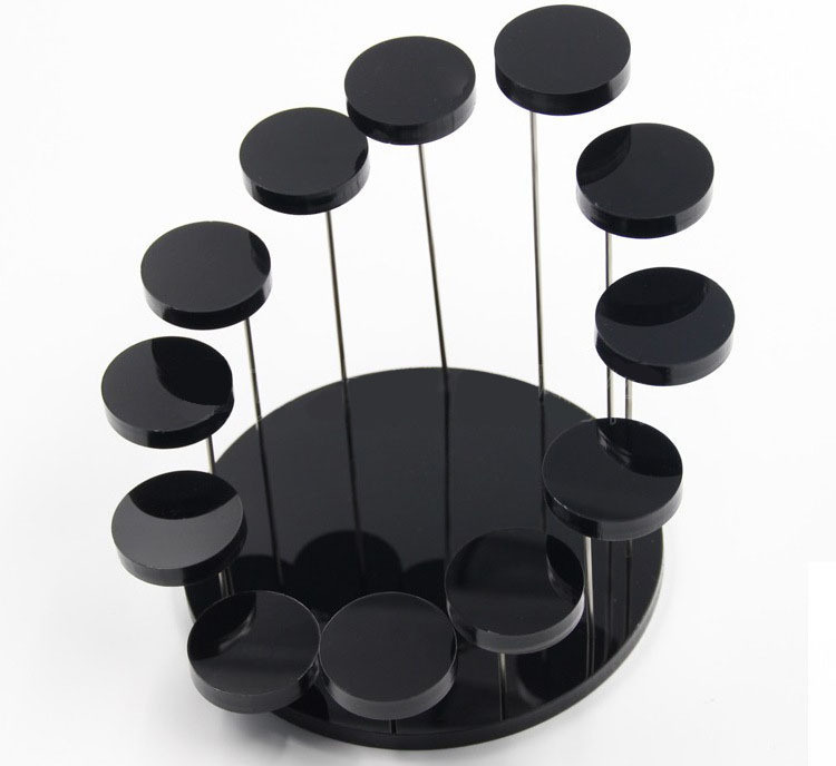 Roating Black, Clear Acrylic Jewelry Ring Display Stand