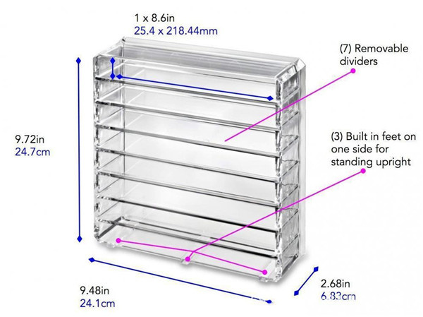 Acrylic Cosmetics Storage Display Eyeshadow Palette Makeup Organizer with Removable Dividers