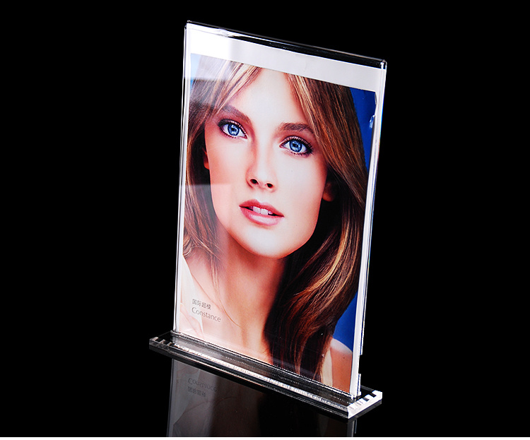 Transparent A5 Sign Holder Acrylic Magnetic Picture Display Frame with Base