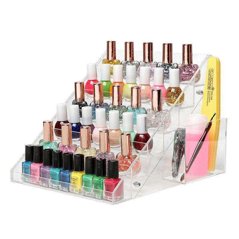 Premium Quality Acrylic Nail Polish Organizer with Makeup Holder