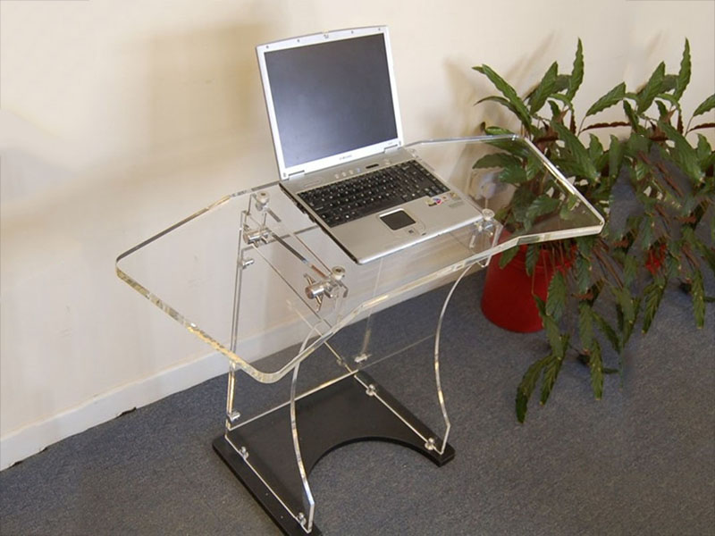 Transparent acrylic computer table display