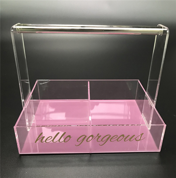 Acrylic Plastic Cosmetics Storage Box Beauty Case Makeup Organizer with Handle