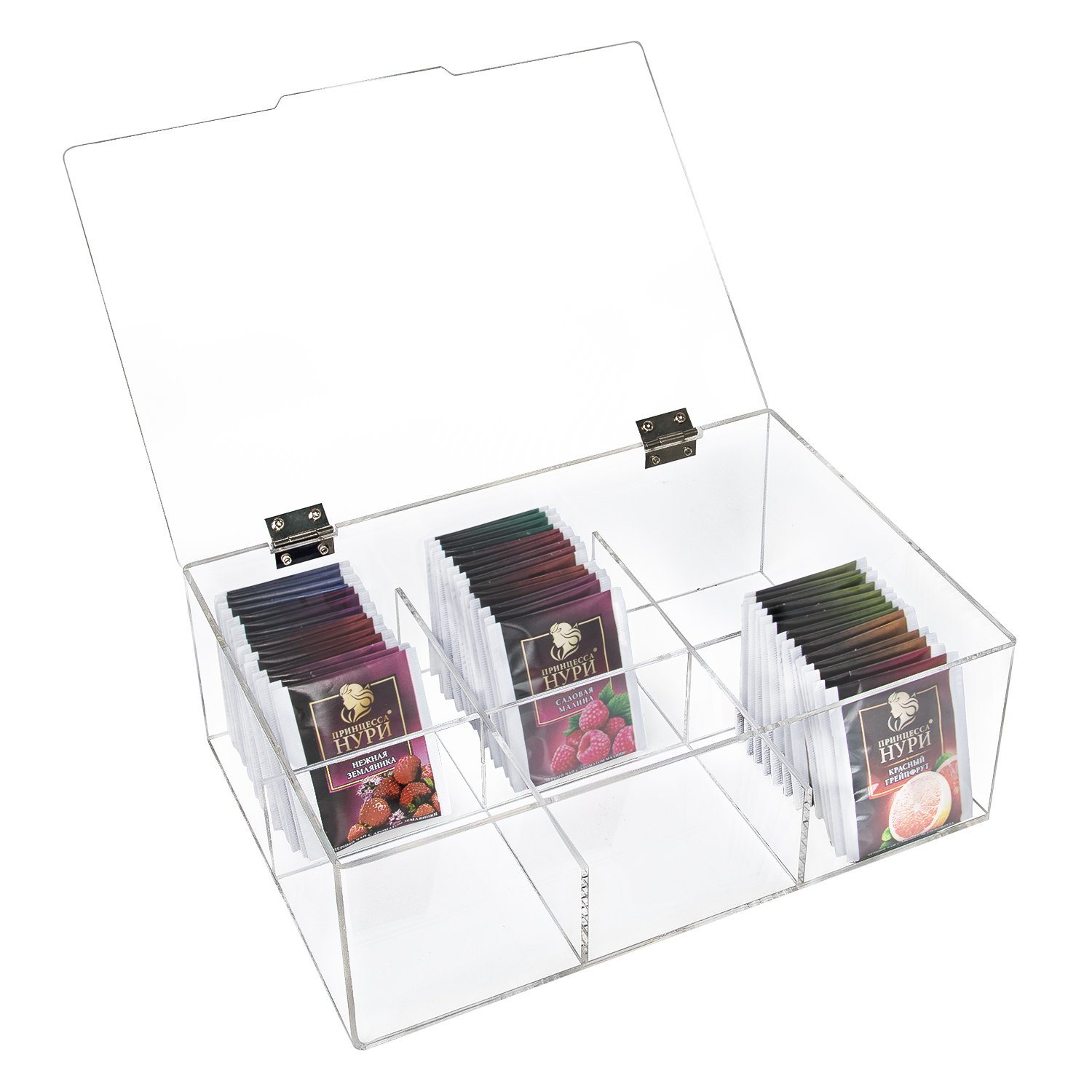 Custom Logo Clear Acrylic Tea Bag Storage Organizer Box