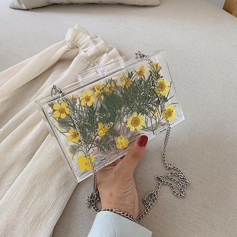 Acrylic Natural Daisy Women Dinner Bag