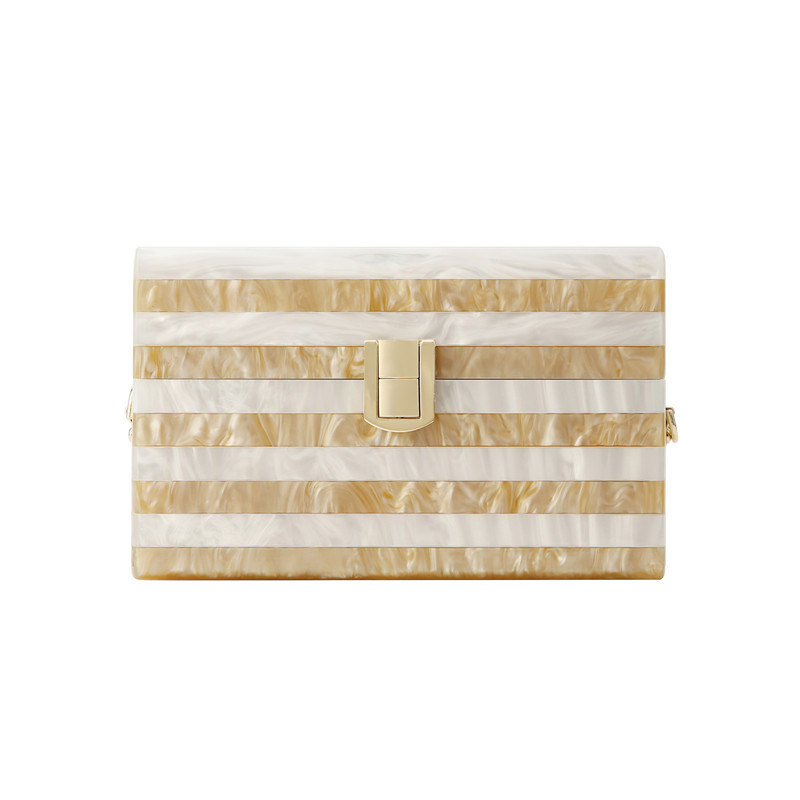 Acrylic Stitching Striped Ladies Dinner Bag