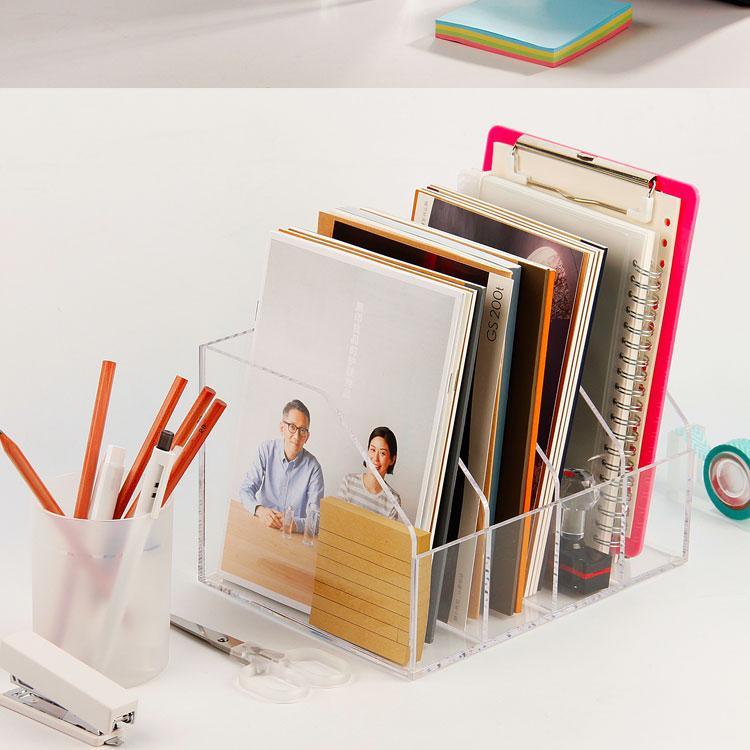 Custom Clear Acrylic Office School Supplies Desk File Holder Holder Organizer Acrylic Storage Box