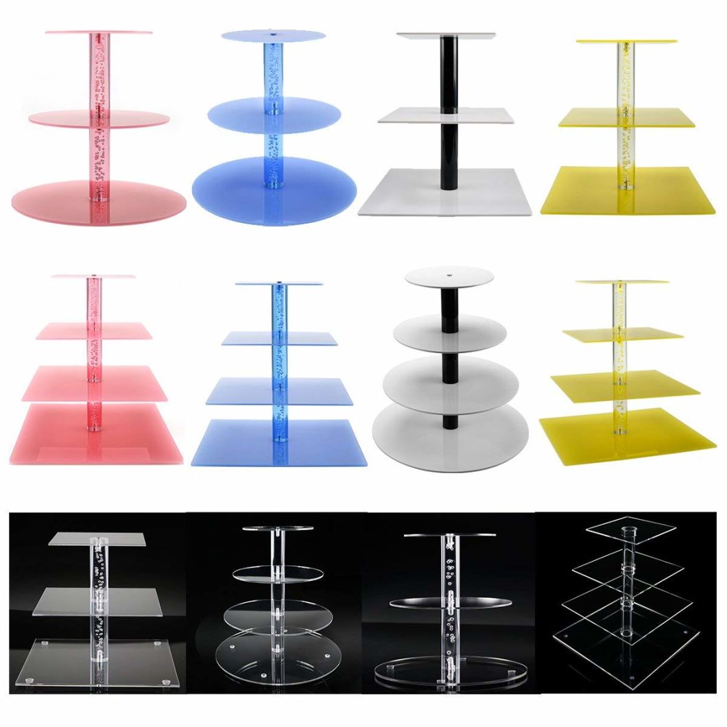 Acrylic 4-Tier Round Cupcake Stand Display, Dessert Holders Cupcake Tree, Clear Wedding Cupcake Cake Stand