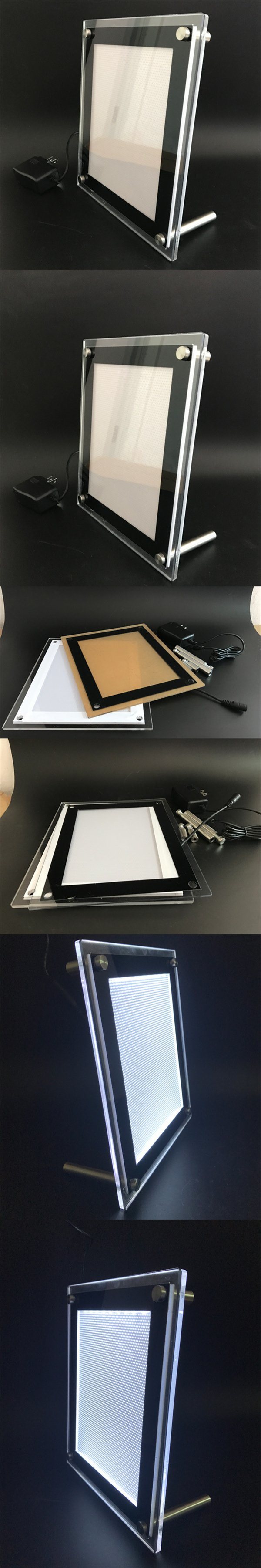 Promotion Gift Acrylic Illuminated LED Picture Frame/Plastic PMMA Poster Photo Frame