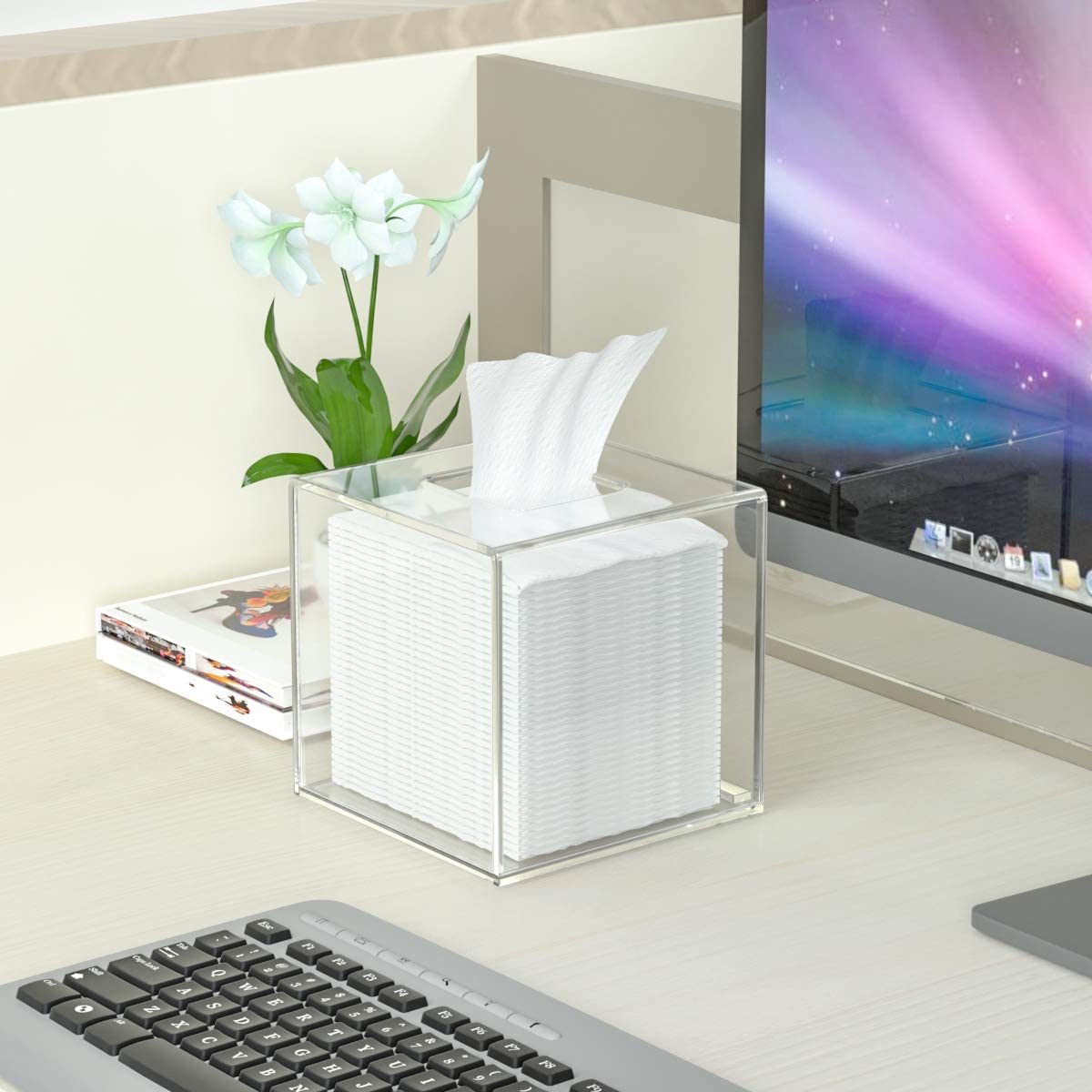Acrylic Tissue Box Cover 5.4X5.4X5.4&prime; &prime; Clear Tissue Holder