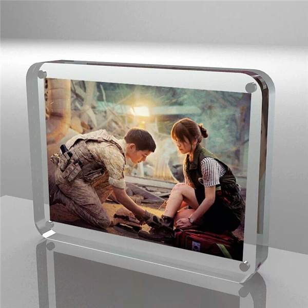 Round Corner Polished Countertop Magnet Acrylic Photo Picture Frame for Promotion Gift