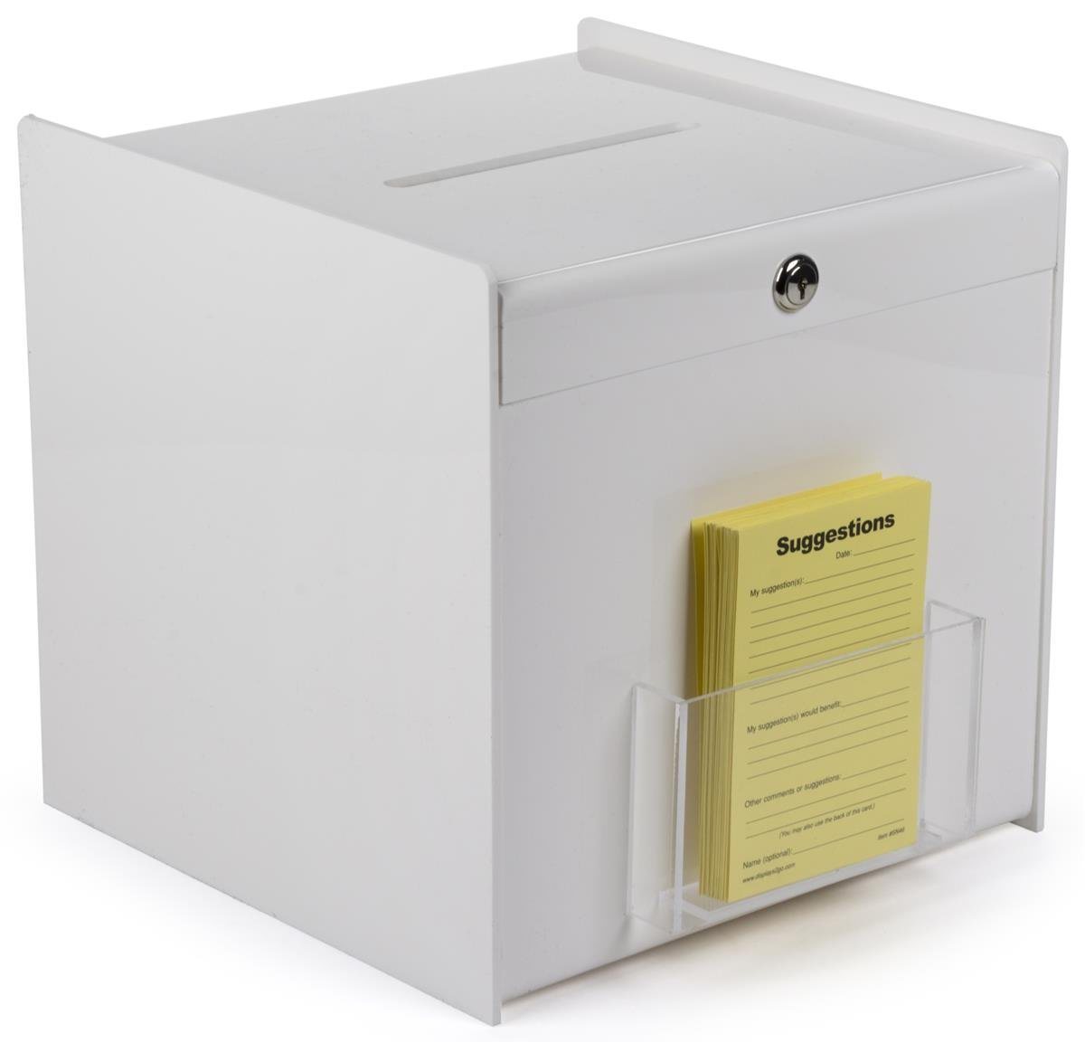 Acrylic Donation Box with Key Lock and Front Pocket for Brochures