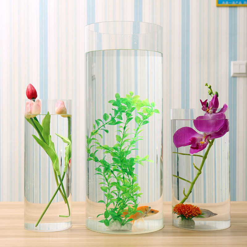 Tall Clear Acrylic Cylinder Wedding Vase