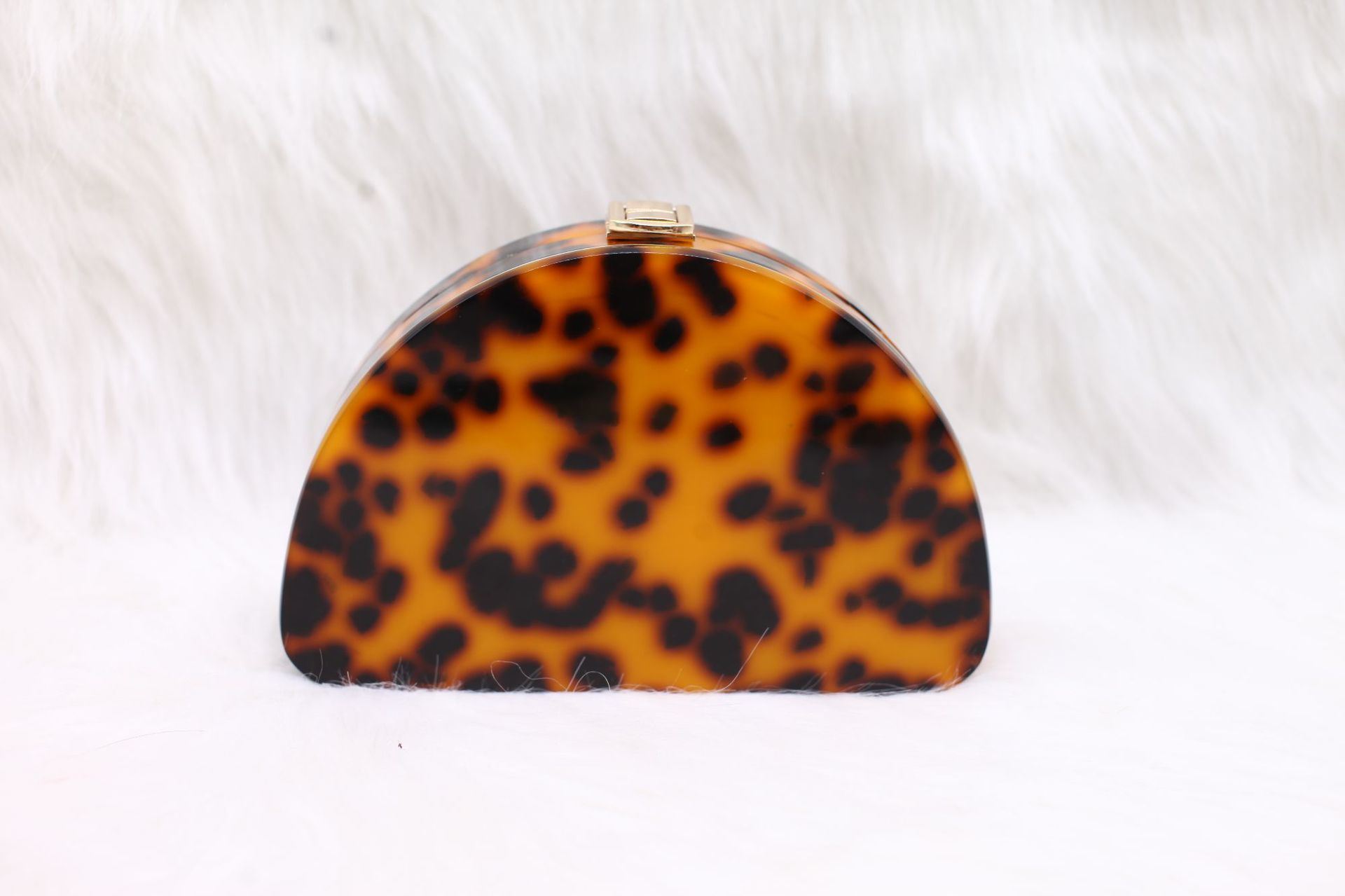 Women&prime;s Leopard Acrylic Semicircle Dinner Bag