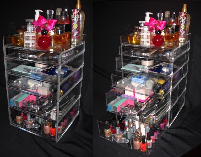 Open Top Acrylic Cosmetic Makeup Organizer with 5 Drawers