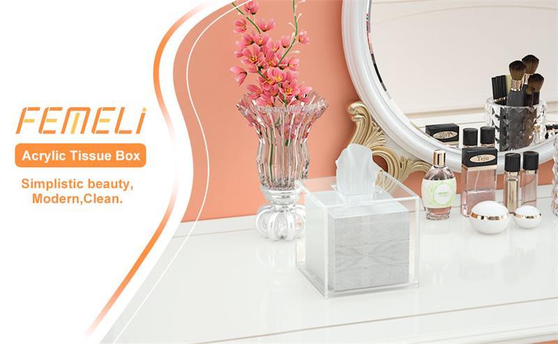 Clear Square Acrylic Box for Bathroom Bedroom Acrylic Tissues Paper Holder