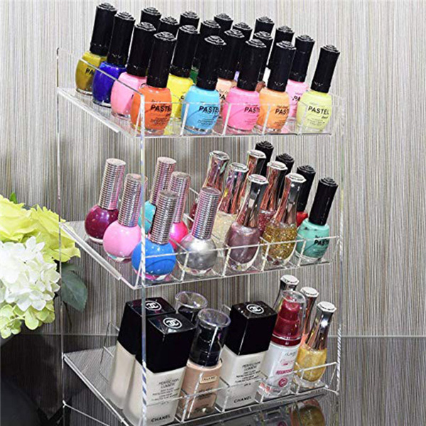 Elegant 3-Tie Acrylic Nail Polish Display Rack