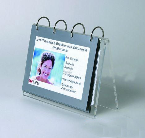 Acrylic desktop calendar stand with six PVC bags