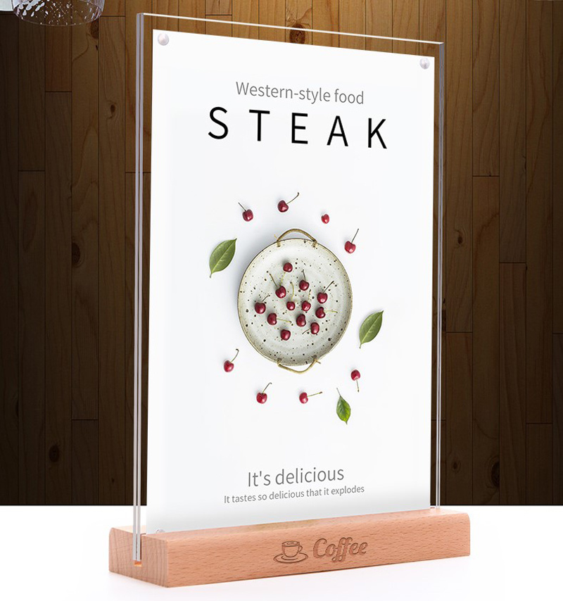 Customized Wood Based Clear Acrylic Table Menu Holder