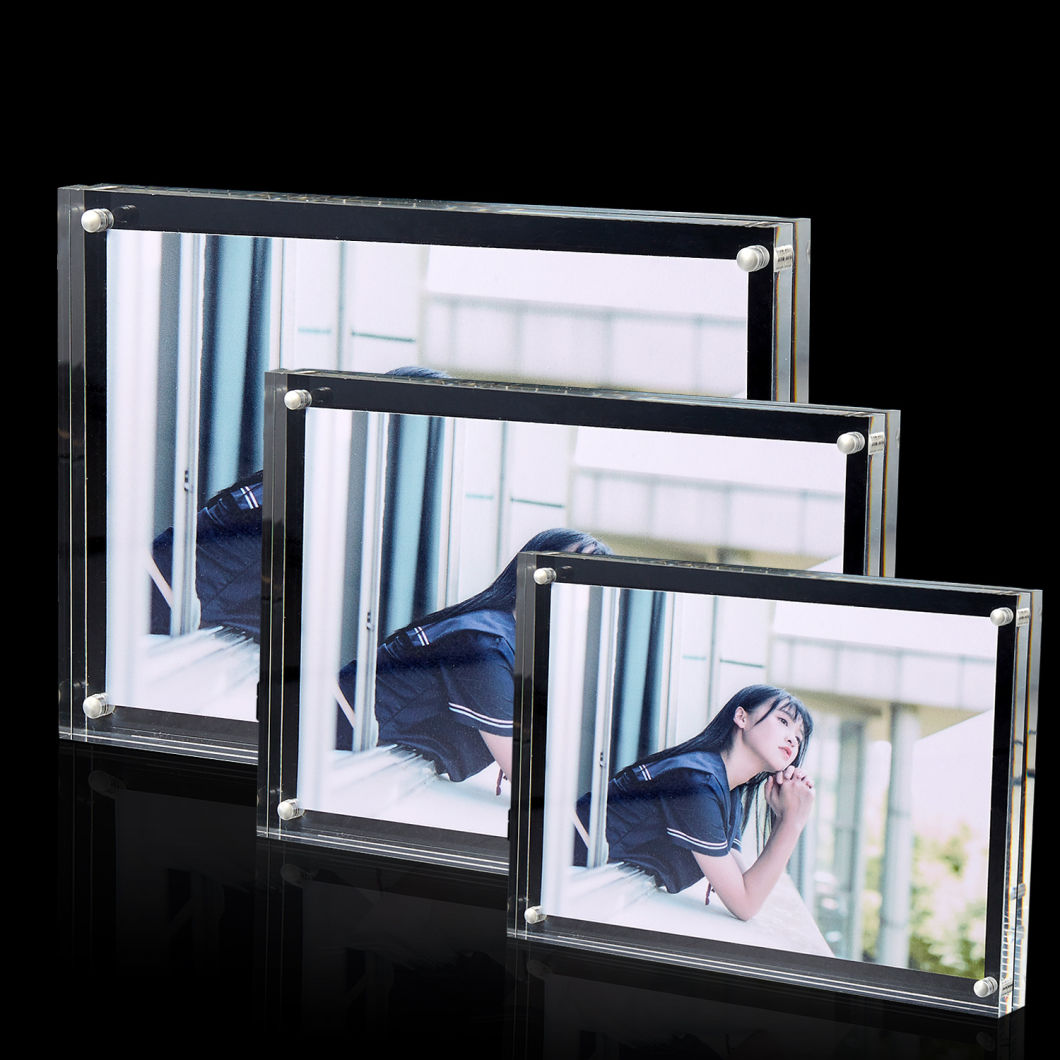 Acrylic Photo Frames, Desktop Frameless Postcard Display, 4 X 6 " Double Sided Magnetic Picture Frame