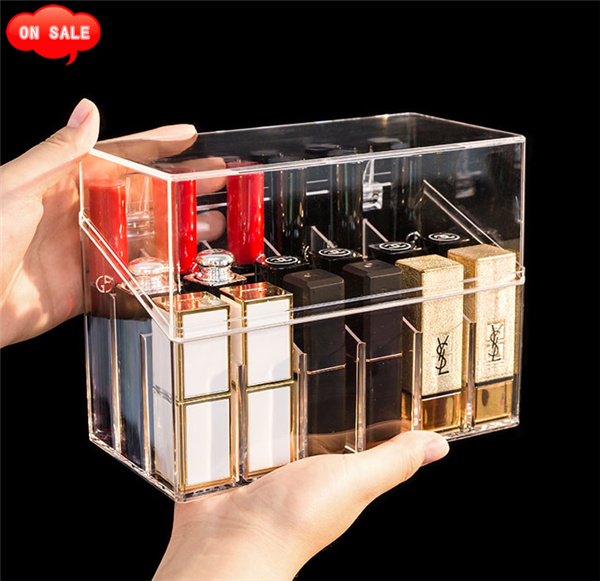 Clear Makeup Display Beauty Case, Lipstick Holder Organizer, Lipgloss Storage Box with Dustproof Lid