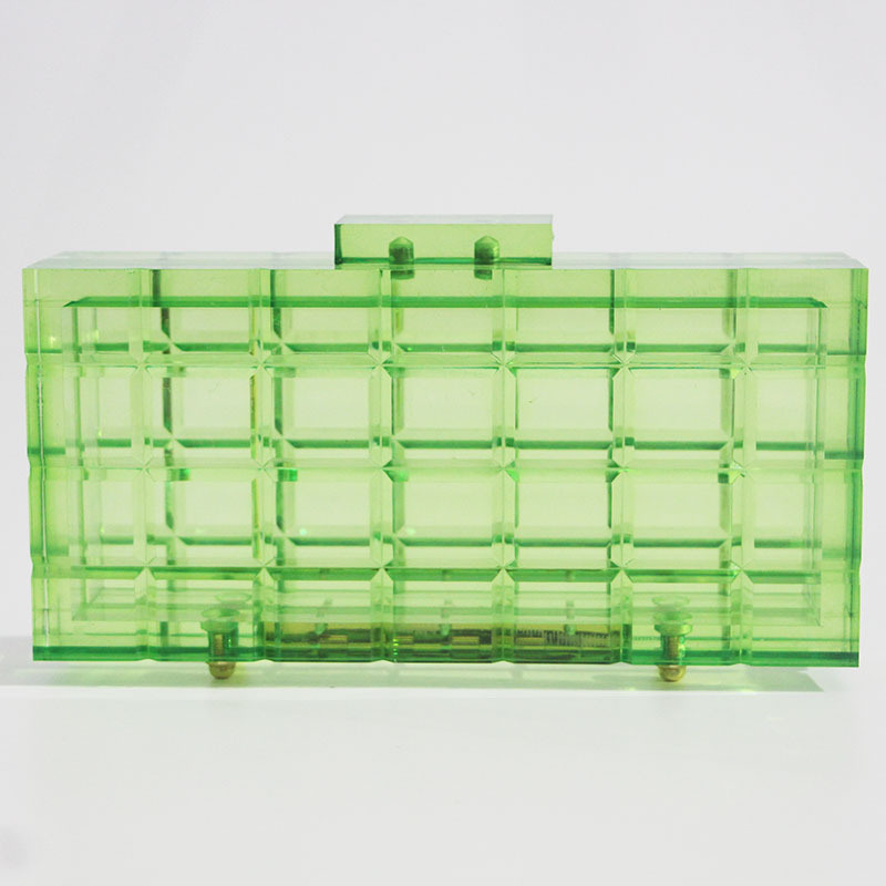 Transparent Fluorescent Green Acrylic Women Hand Bag