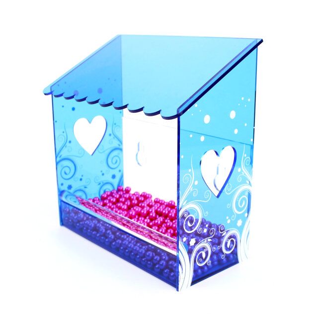 Bule Acrylic Bird Feeder With Heart Jpg