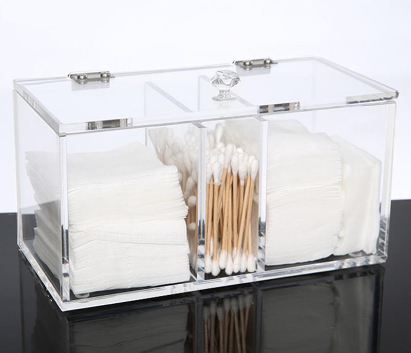 Clear Acrylic 2 3 Compartment Hinged Lid Organizer Acrylic Storage Box