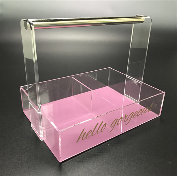 Acrylic Plastic Cosmetics Storage Box Beauty Case Makeup Organizer with Handle