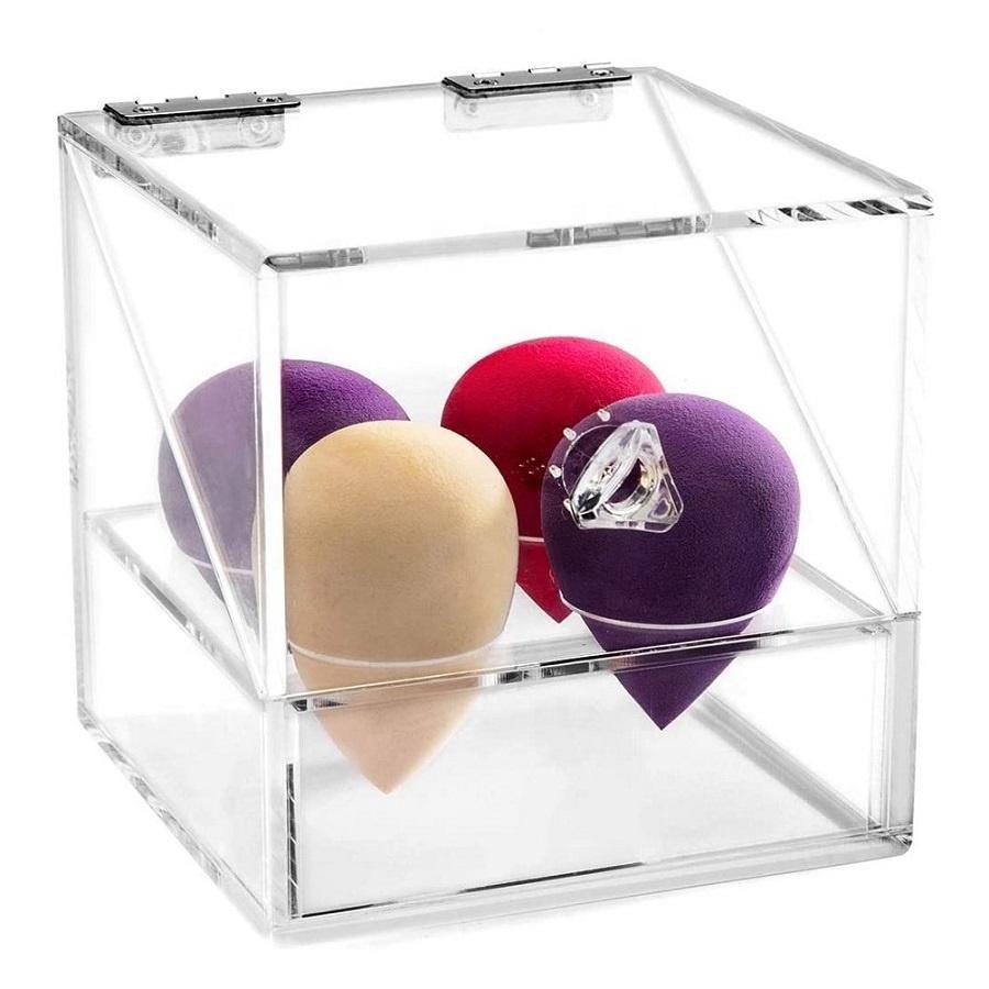 Elegant Cosmetic Storage Organizer Makeup Sponge Holder Box Acrylic Makeup Sponge Box