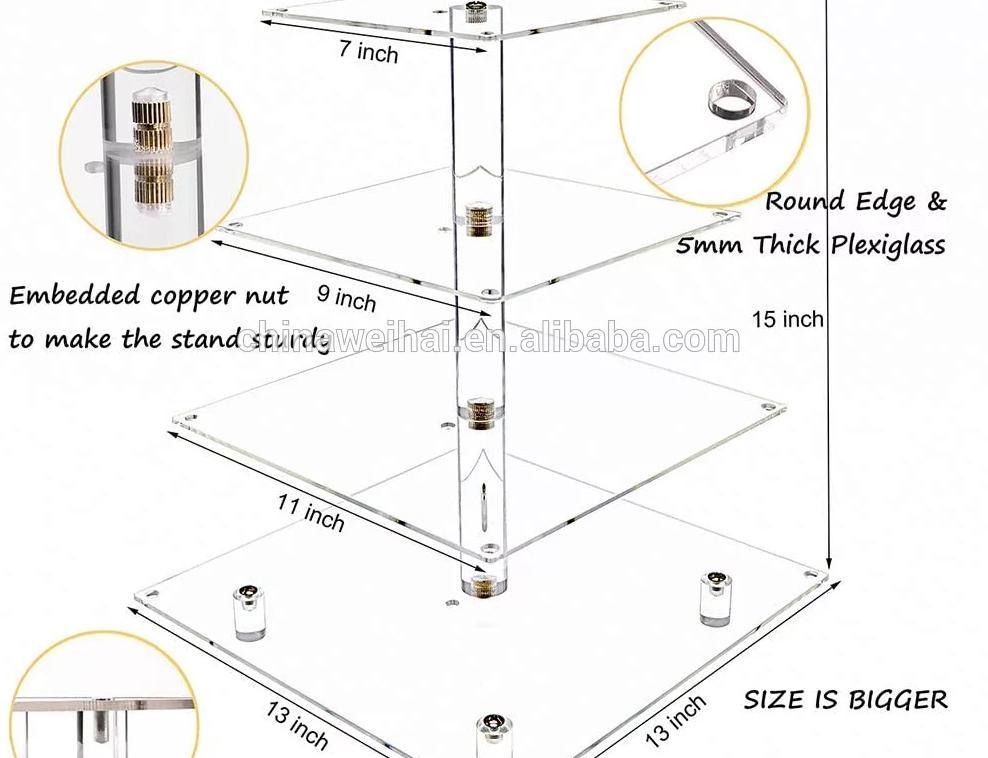 Multi Tier Clear Square Acrylic Cake Stand