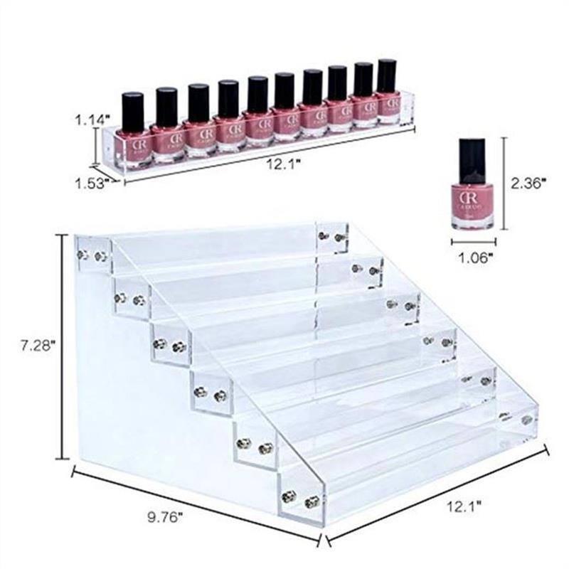 6 Layers Acrylic Nail Polish Organizer 72 Bottles Acrylic Display Rack Storage Holder