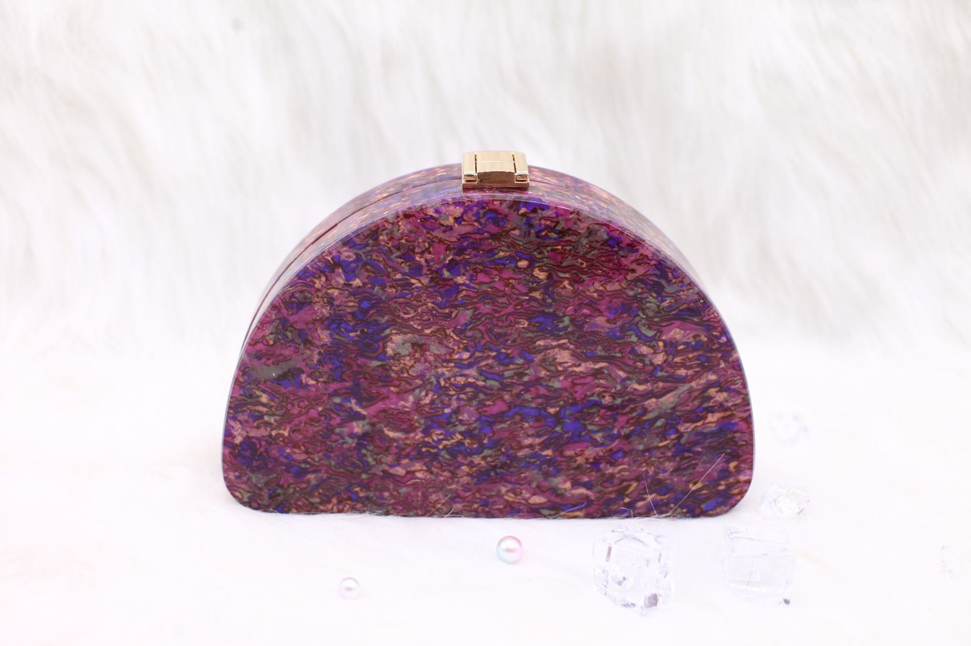 Purple Acrylic Semicircle Lady&prime;s Dinner Bag