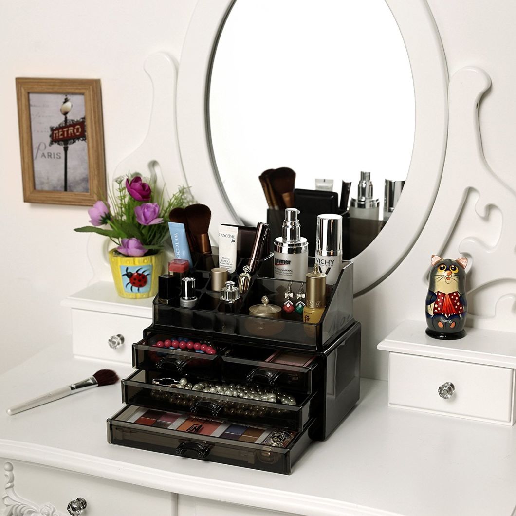 Black Acrylic Jewelry and Makeup Organizer