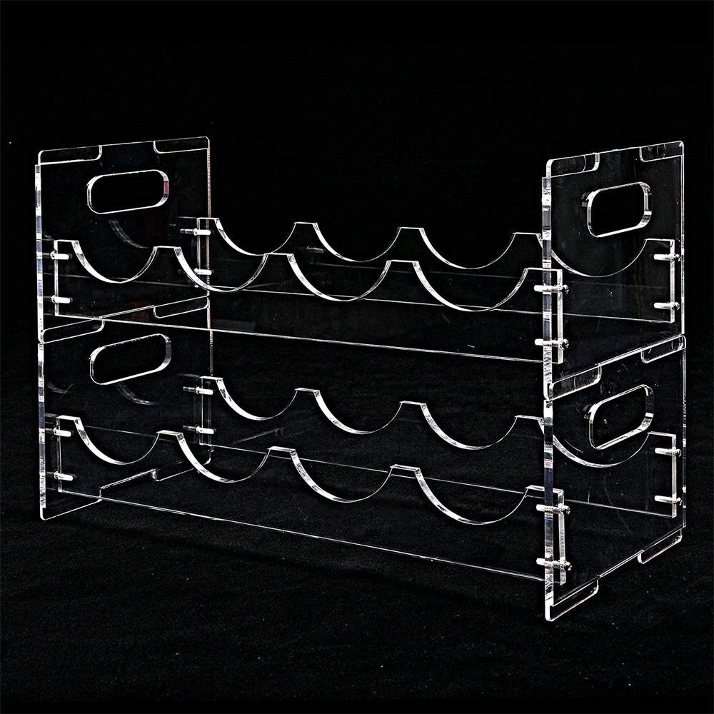 Transparent Acrylic Freestanding Stackable 4 Bottles Storage Box Acrylic Wine Display