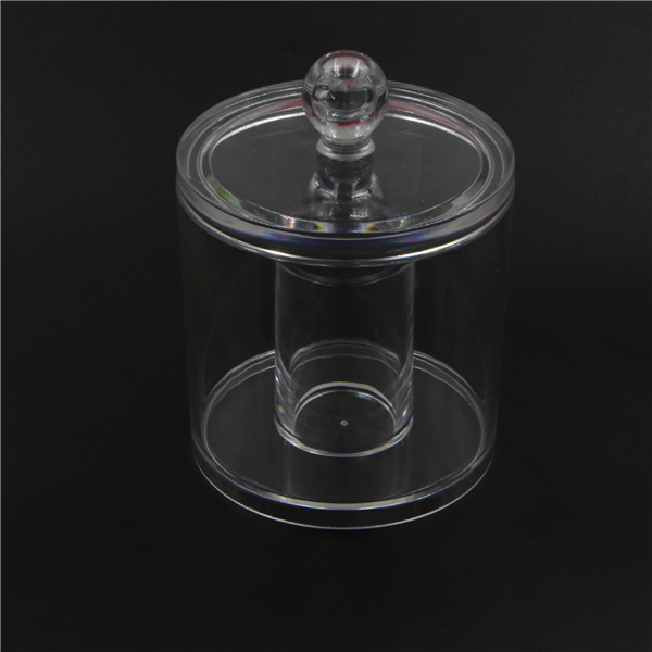 Round Acrylic Cosmetics Organizer Qtip Makeup Cutton Container