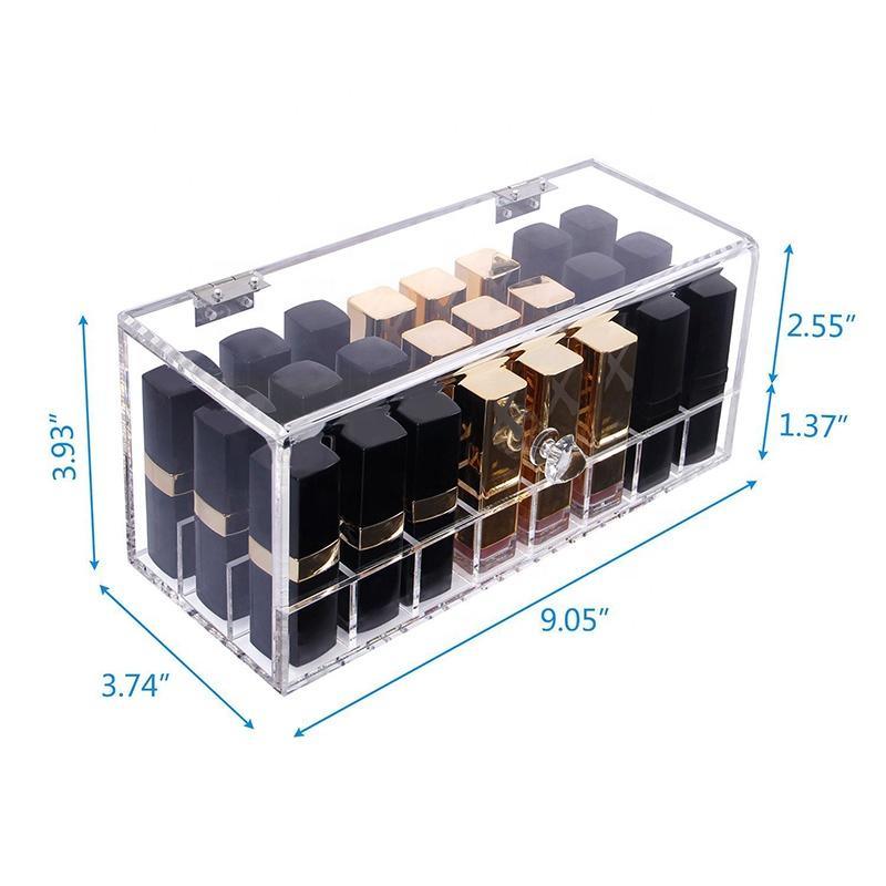 Custom Plexiglasss Acrylic 24 Spaces Lipgloss Holder Clear Acrylic Lipstick Organizer