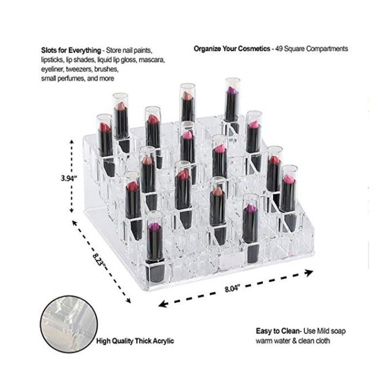 49 Slots Lipstick Nail Paint Lip Cosmetic Rack Acrylic Organizer Lipstick Holder Organizer