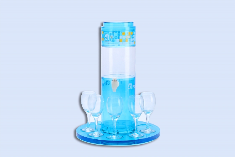 Transparent blue wine rack