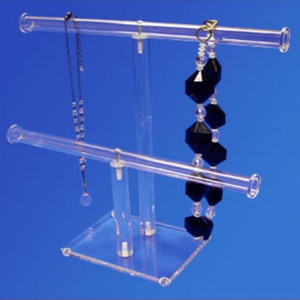 2 Tier Clear Acrylic T-Bar Bracelet Necklace Jewelry Display