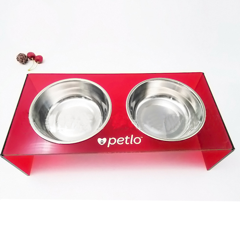 Double Food Bowl Acrylic Pet Feeder